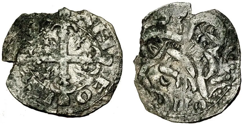 Dineros Llïoneses dende 1216 / de las Cortes de Benavente (Llión y cruz cun marcas de ceca)