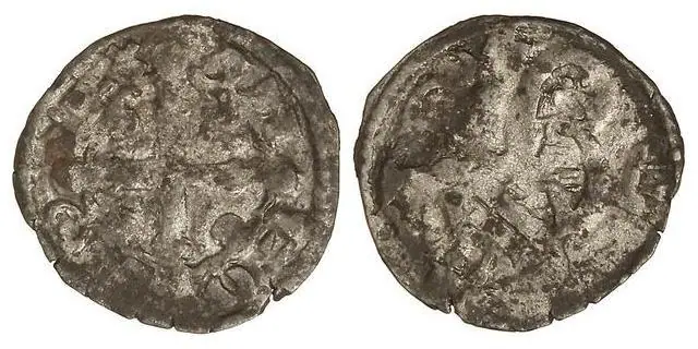 Dineros Llïoneses dende 1216 / de las Cortes de Benavente (Llión y cruz cun marcas de ceca)