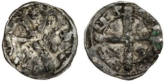 Dineros Llïoneses dende 1216 / de las Cortes de Benavente (Llión y cruz cun marcas de ceca)