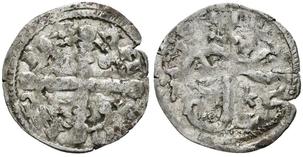 Dineros Llïoneses dende 1216 / de las Cortes de Benavente (Llión y cruz cun marcas de ceca)