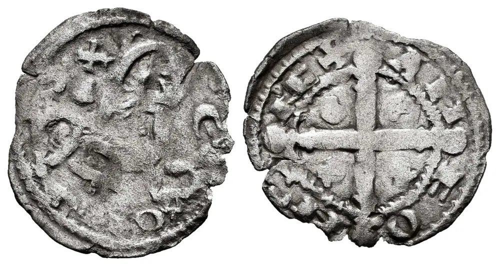 Dineros Llïoneses dende 1216 / de las Cortes de Benavente (Llión y cruz cun marcas de ceca)