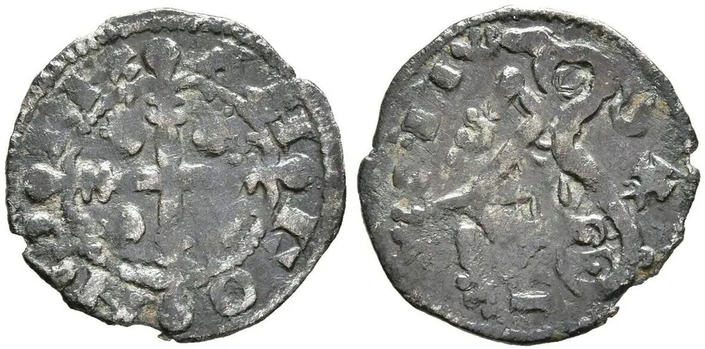 Dineros Llïoneses dende 1216 / de las Cortes de Benavente (Llión y cruz cun marcas de ceca)