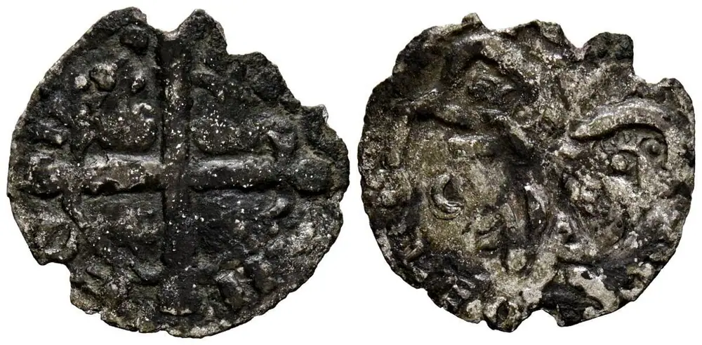 Dineros Llïoneses dende 1216 / de las Cortes de Benavente (Llión y cruz cun marcas de ceca)