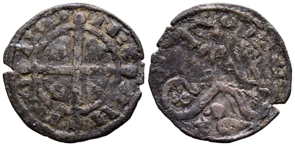 Dineros Llïoneses dende 1216 / de las Cortes de Benavente (Llión y cruz cun marcas de ceca)