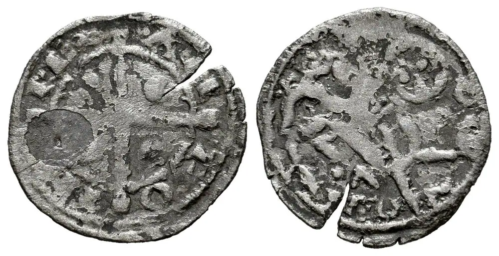 Dineros Llïoneses dende 1216 / de las Cortes de Benavente (Llión y cruz cun marcas de ceca)