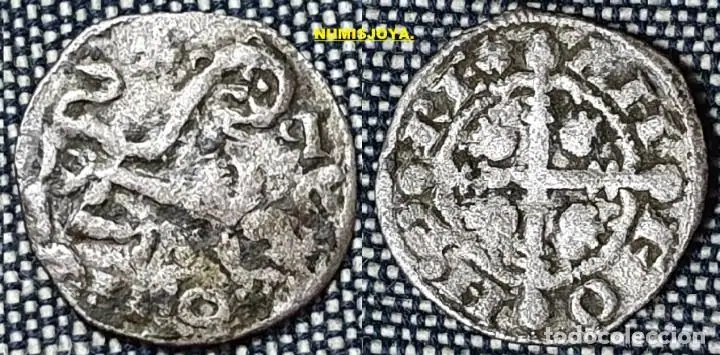Reino de León. DINERO VELLÓN DE ALFONSO IX año 1188/1230 Ciudad Rodrigo R invertida. 0,64 gr. 16 mm.