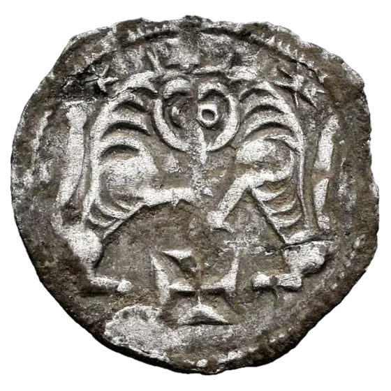 Dineiros de los dous llïones (1155-1157), anversu