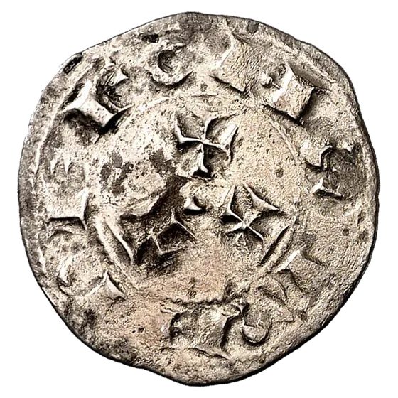 Dineiru de la tercer emisión de Safagún (IMPERATOR / ADEFONSVS), reversu