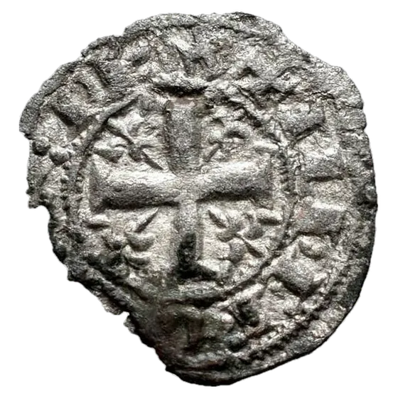 Dineros riales de 1200 / de la Curia de Llión (cruce cun veros, dous llïones baixu árbol), anversu
